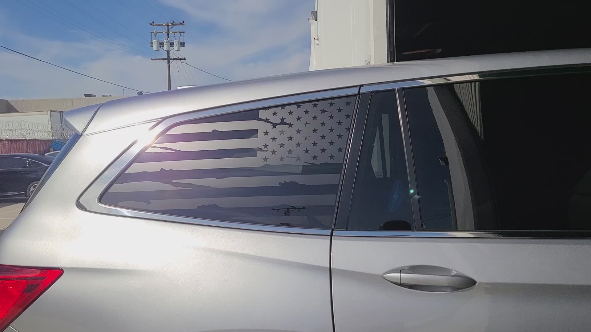 American Flag Window Decal for Honda Pilot 2016-2022 – Precut Matte Black Vinyl