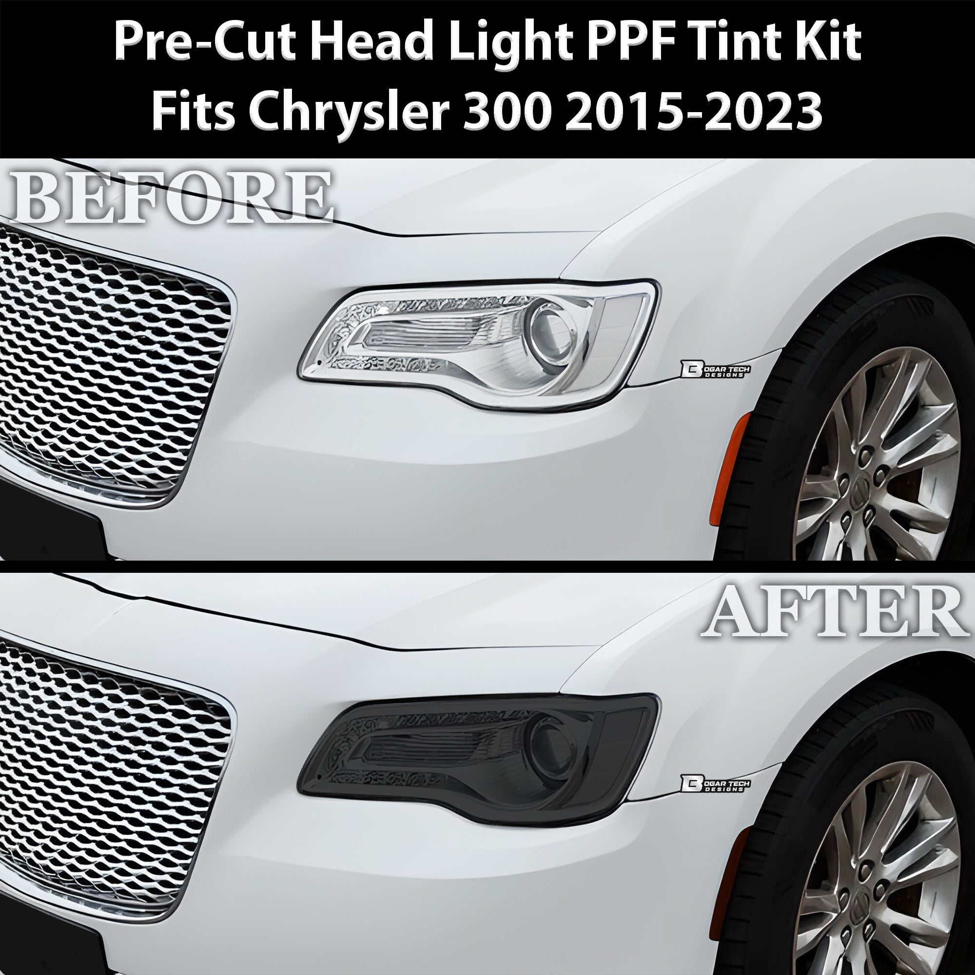 Head Light Head Light Overlay Tint Film Sticker Fits Chrysler 300 C 2015 - 2023 - Bogar Tech Designs