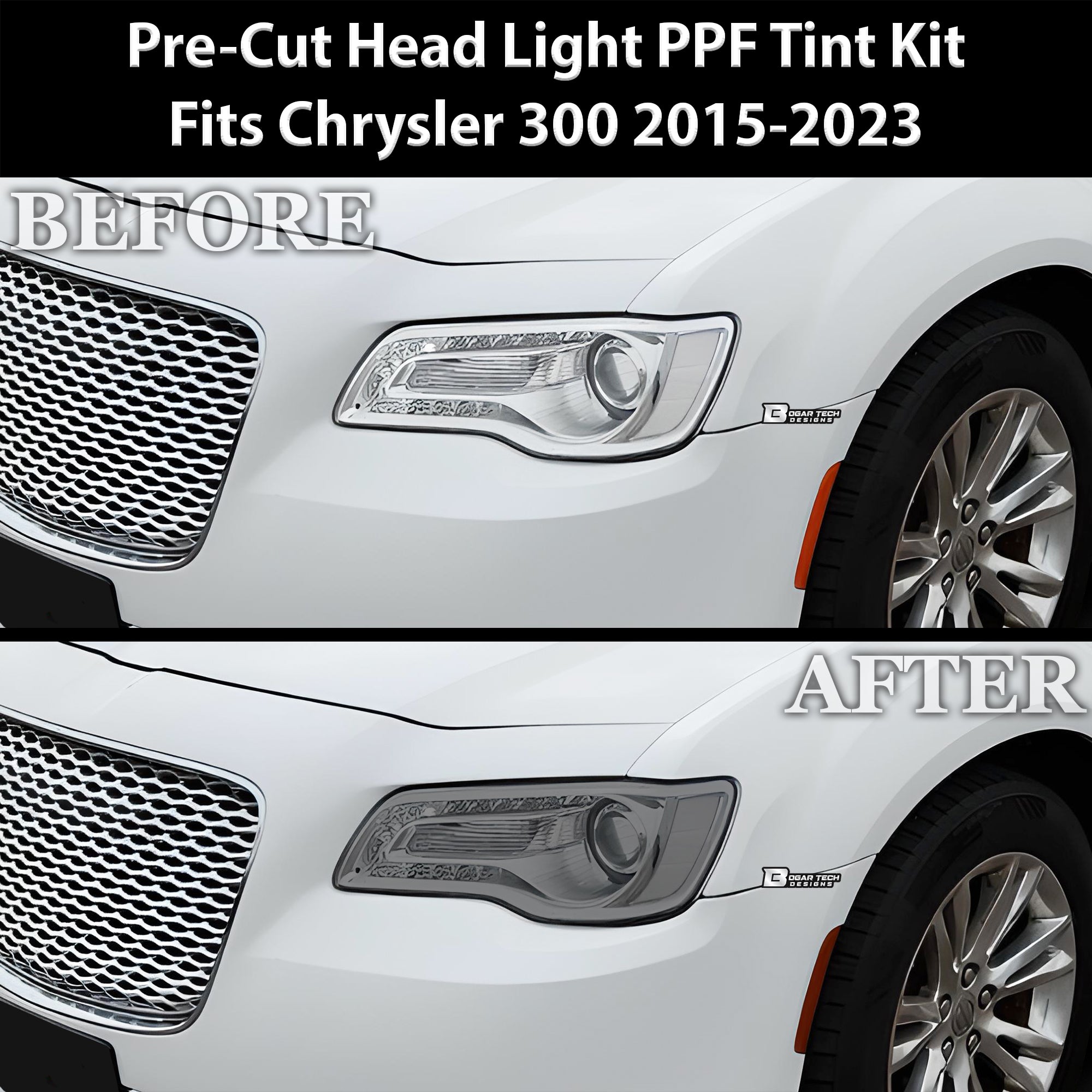 Head Light Head Light Overlay Tint Film Sticker Fits Chrysler 300 C 2015 - 2023 - Bogar Tech Designs