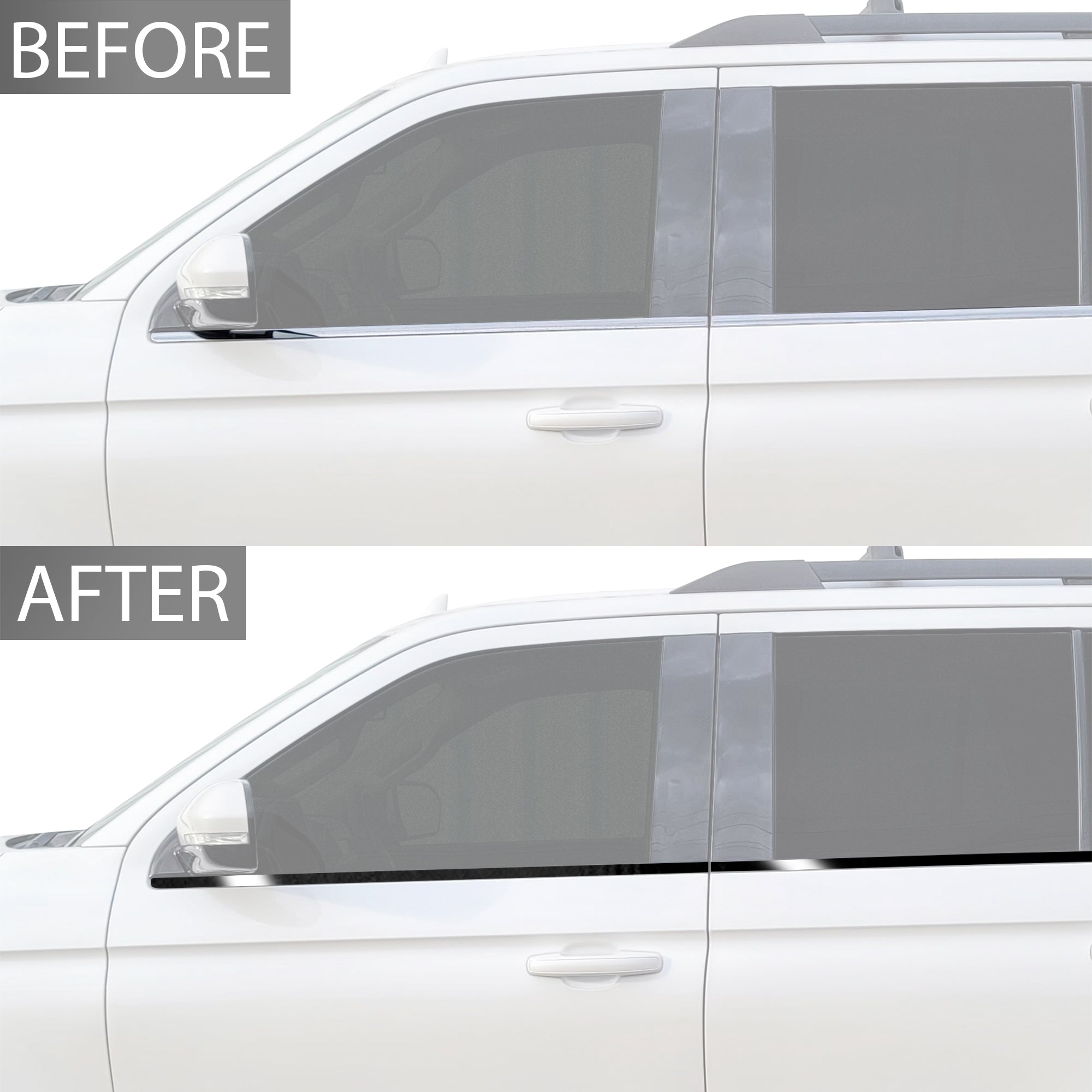 Window Vinyl Chrome Delete Trim Blackout Decal Stickers Overlay Film Fits Ford Expedition 2018 - 2024 - Bogar Tech Designs