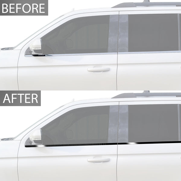 Window Vinyl Chrome Delete Trim Blackout Decal Stickers Overlay Film Fits Ford Expedition 2018-2024