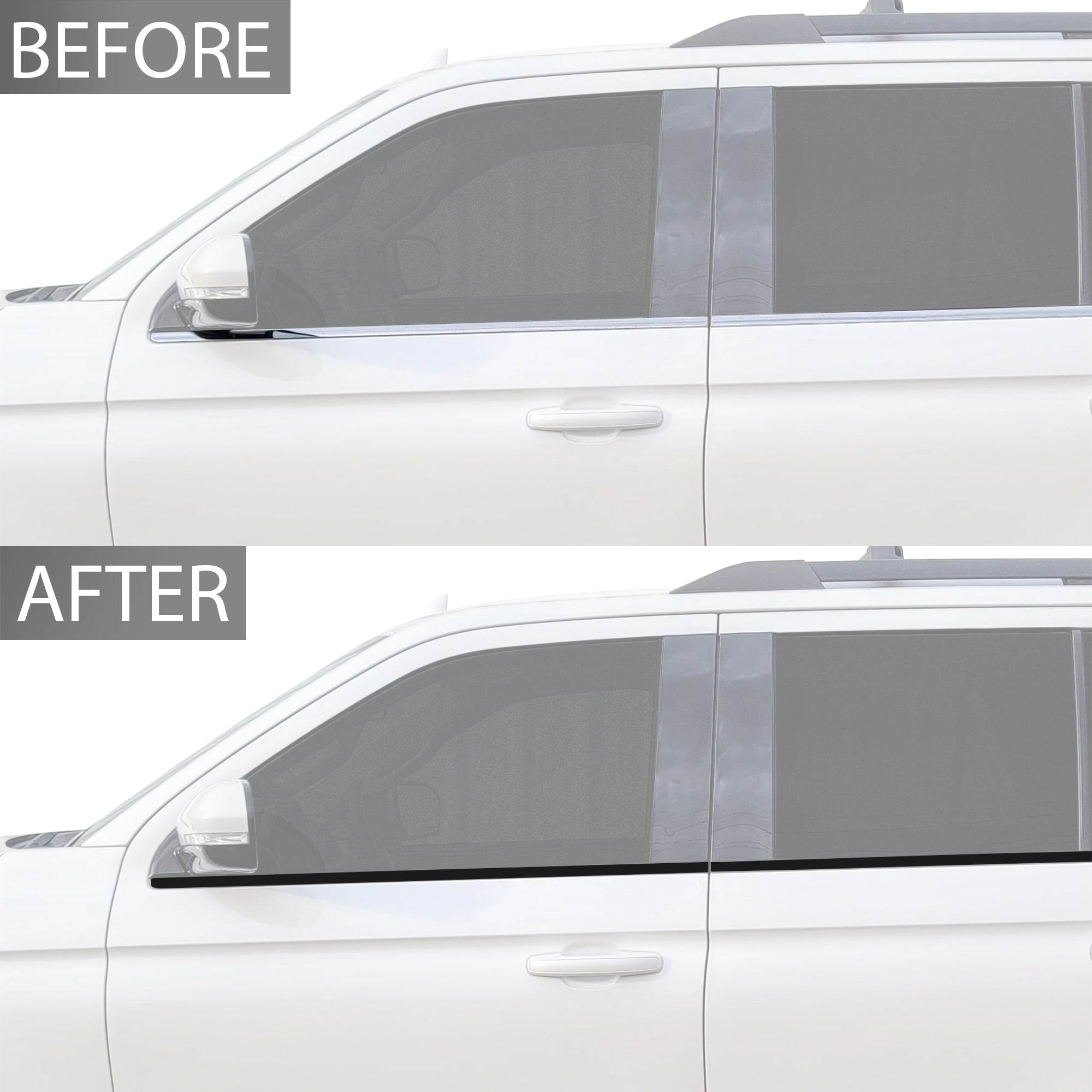 Window Vinyl Chrome Delete Trim Blackout Decal Stickers Overlay Film Fits Ford Expedition 2018 - 2024 - Bogar Tech Designs