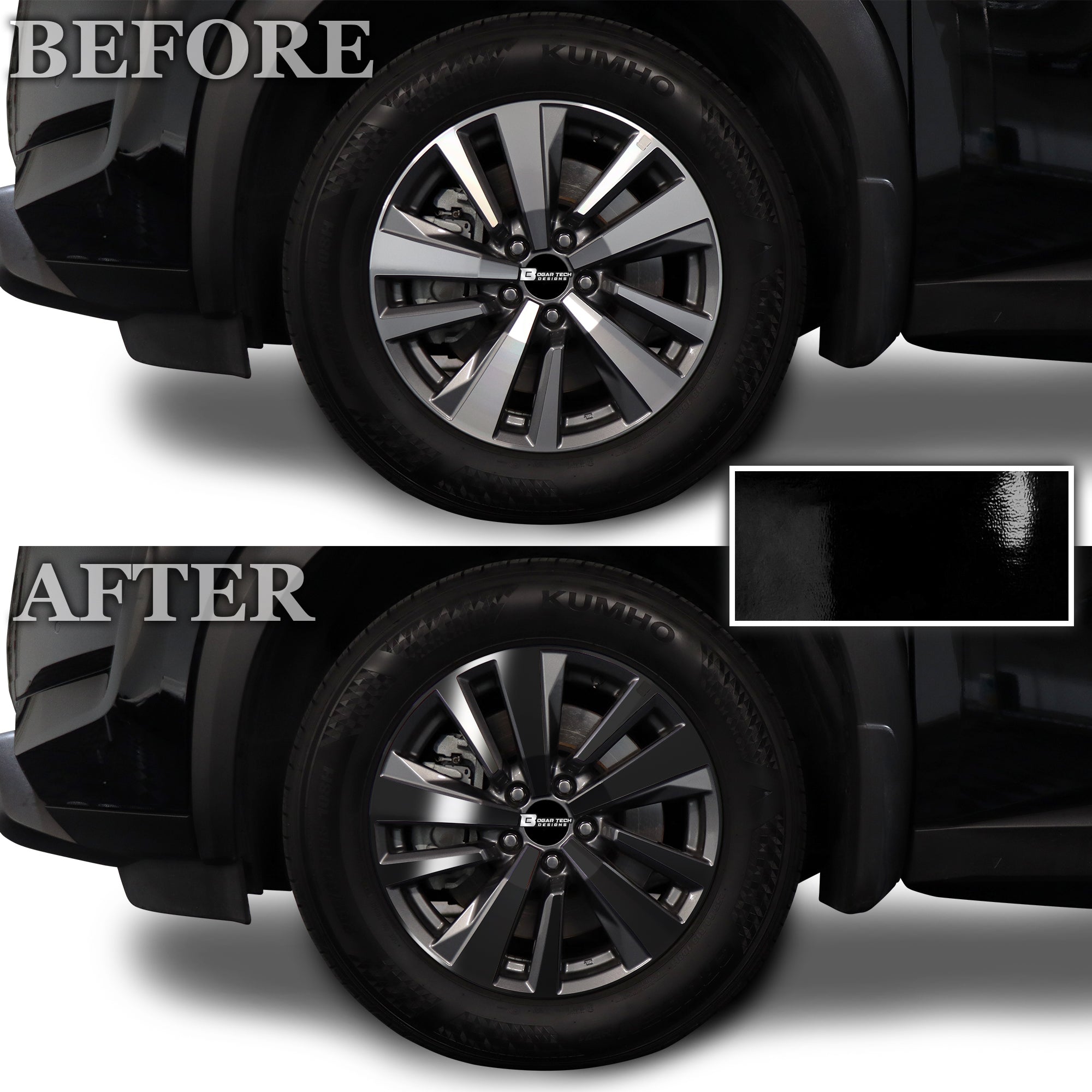 Vinyl Chrome Delete Wheel Sides Front Bumper Trim Blackout Decal Stickers Overlay Film Fits Nissan Pathfinder 2022 - 2025 - Bogar Tech Designs