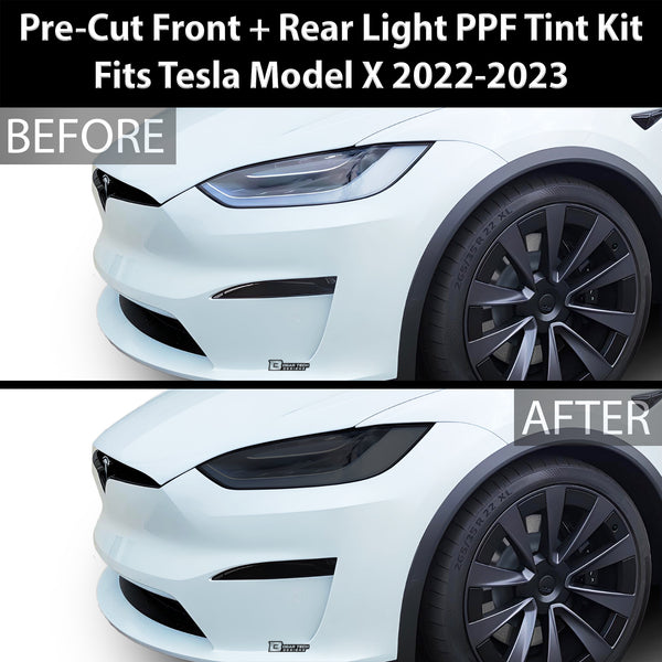 Full Headlight Taillight Precut Smoked PPF Tint Kit Film Overlay Fits Tesla Model X 2022 2023