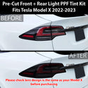 Full Headlight Taillight Precut Smoked PPF Tint Kit Film Overlay Fits Tesla Model X 2022 2023