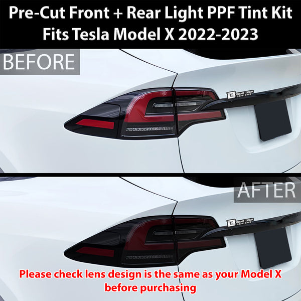 Full Headlight Taillight Precut Smoked PPF Tint Kit Film Overlay Fits Tesla Model X 2022 2023