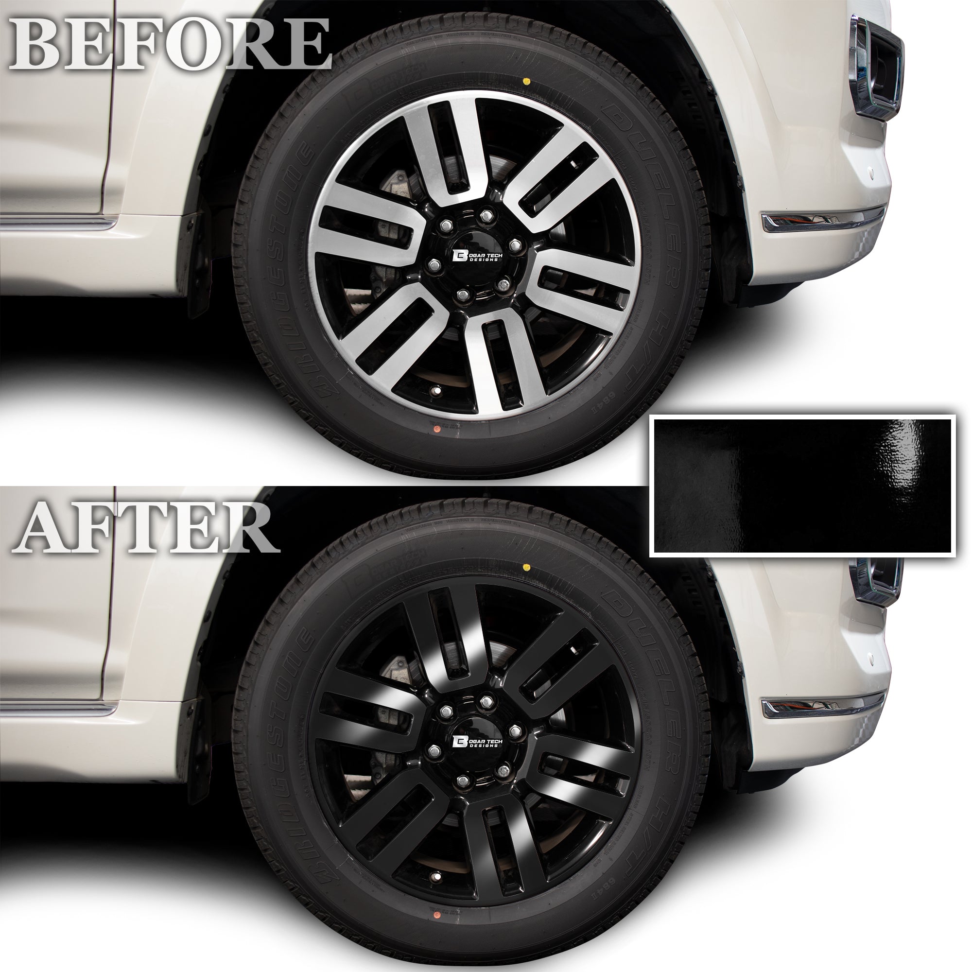 Vinyl Chrome Delete Wheel Sides Front Rear Bumper Trim Blackout Decal Stickers Overlay Film Fits Toyota 4Runner 2014 - 2024 - Bogar Tech Designs