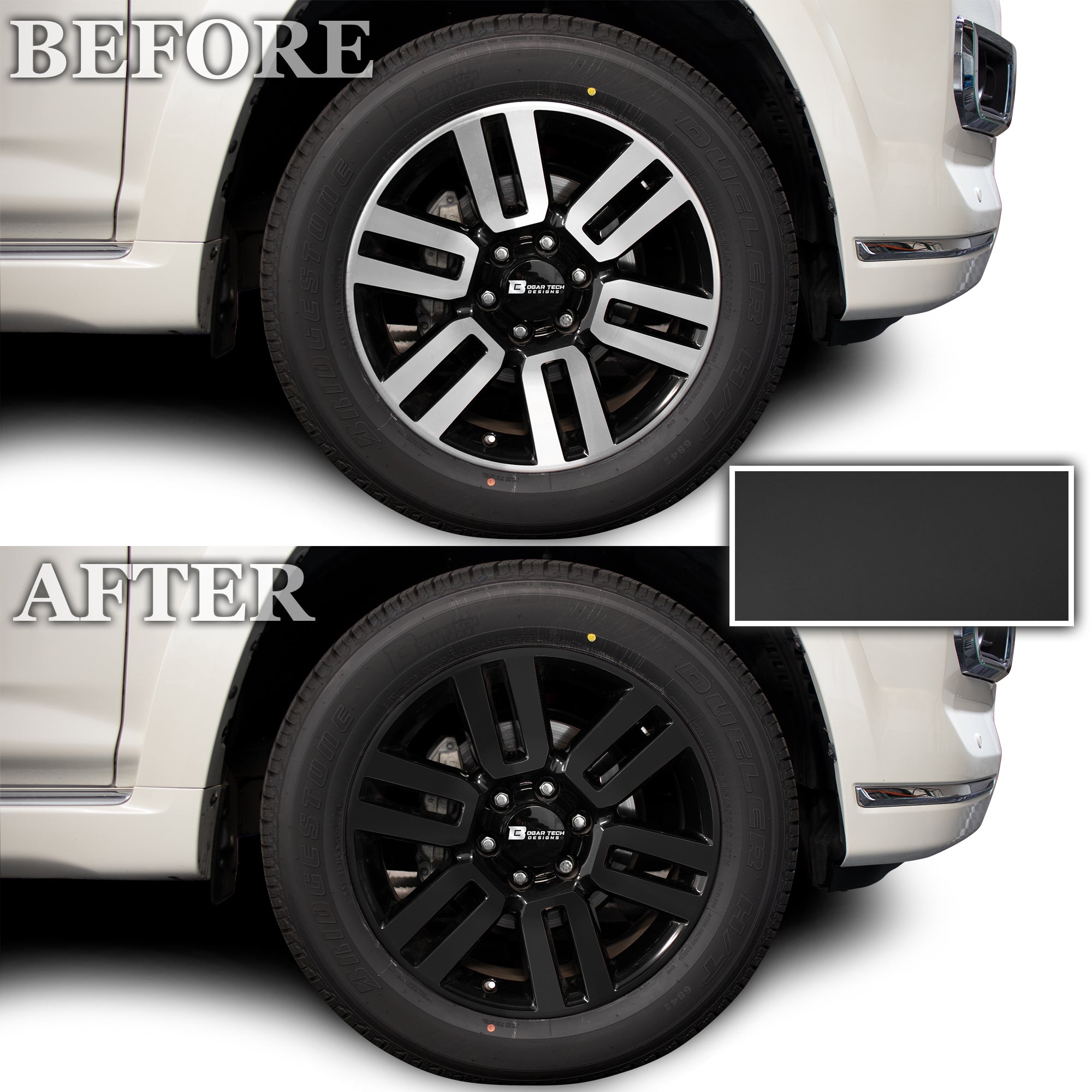 Vinyl Chrome Delete Wheel Sides Front Rear Bumper Trim Blackout Decal Stickers Overlay Film Fits Toyota 4Runner 2014 - 2024 - Bogar Tech Designs