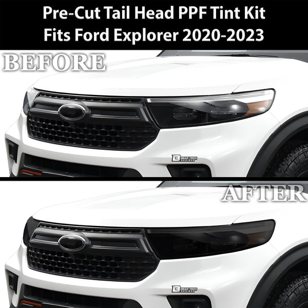 Full Headlight Taillight Precut Smoked PPF Tint Kit Film Overlay Fits Ford Explorer 2020-2024