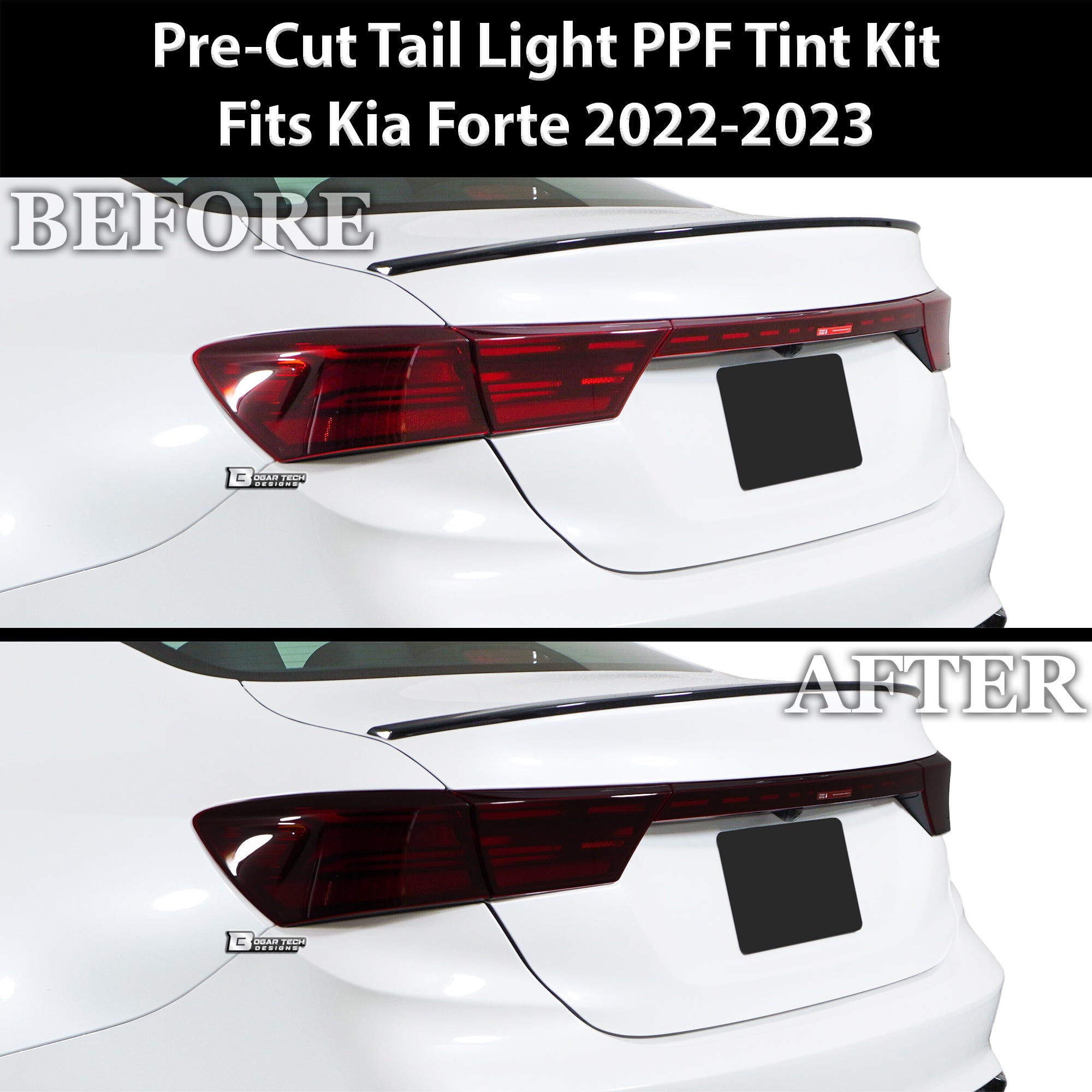Full Headlight Taillight Precut Smoked PPF Tint Kit Film Overlay Fits Kia Forte 2019 - 2024 - Bogar Tech Designs