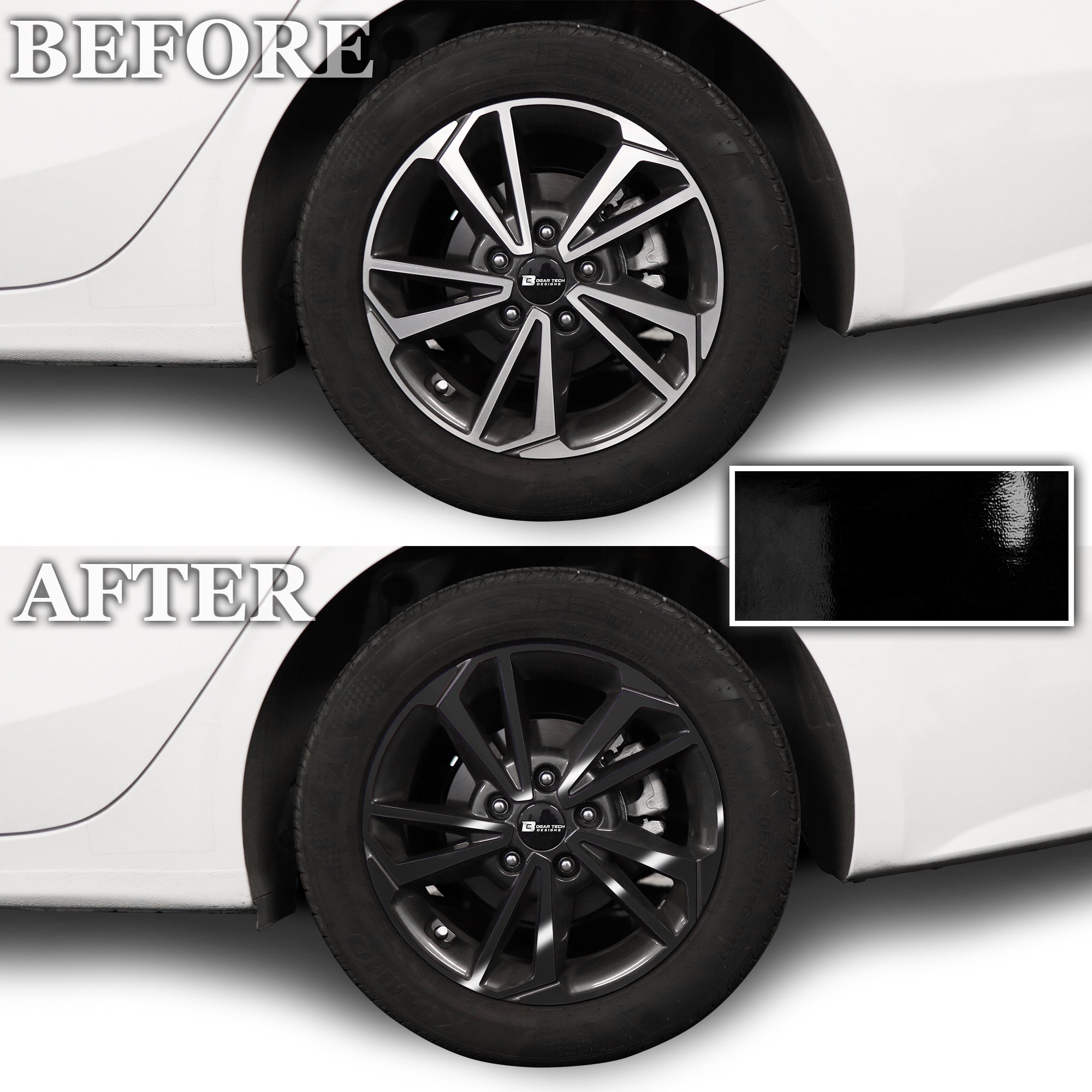 Vinyl Chrome Delete Wheel Front Bumper Grille Trim Blackout Decal Stickers Overlay Film Fits Kia Forte 2019 - 2024 - Bogar Tech Designs
