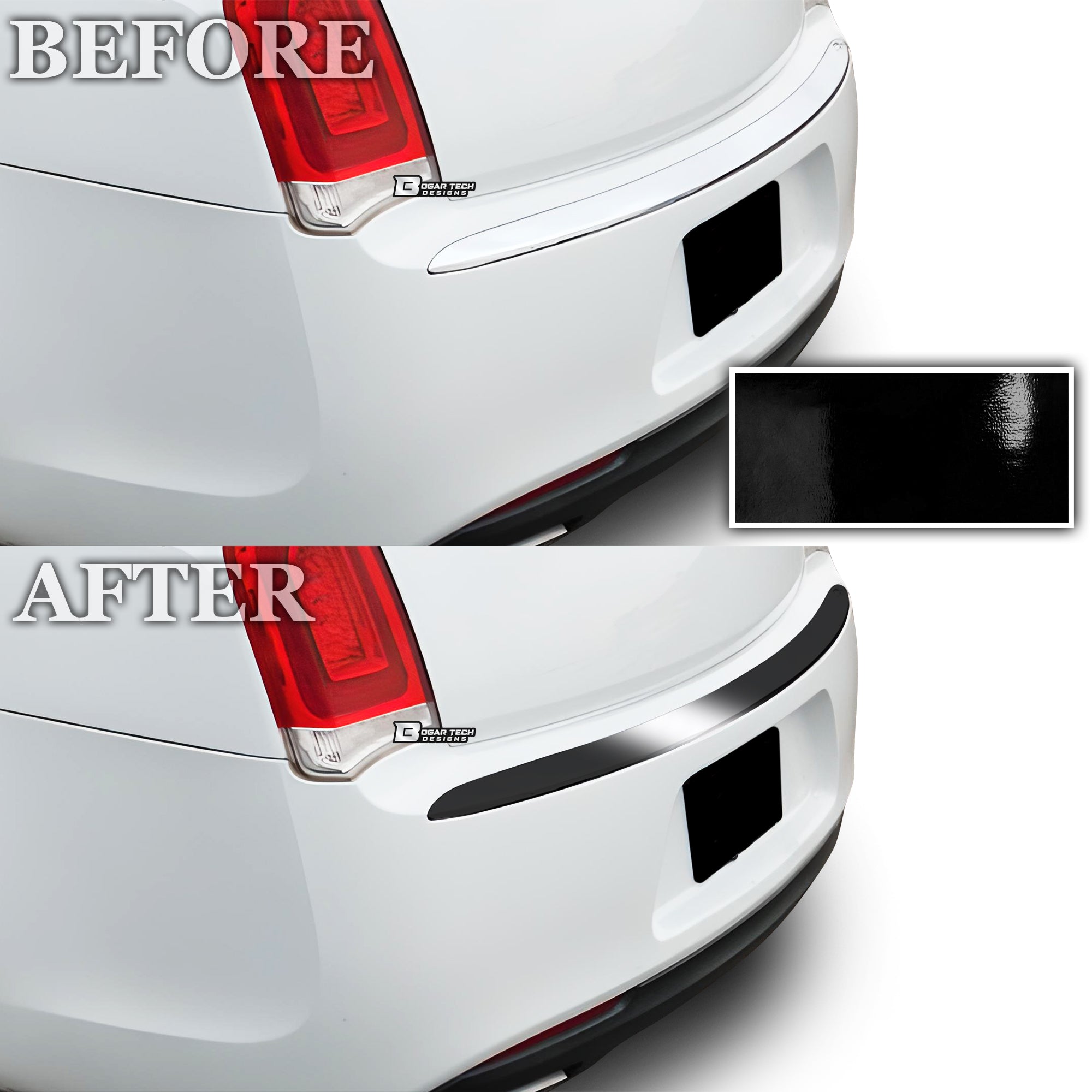 Vinyl Chrome Delete Sides Front Rear Bumper Trim Blackout Decal Stickers Overlay Film Fits Chrysler 300 2015 - 2023 - Bogar Tech Designs