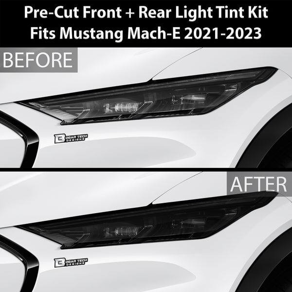 Full Headlight Taillight Precut Smoked PPF Tint Kit Film Overlay Fits Ford Mustang Mach-E 2021 2022 2023