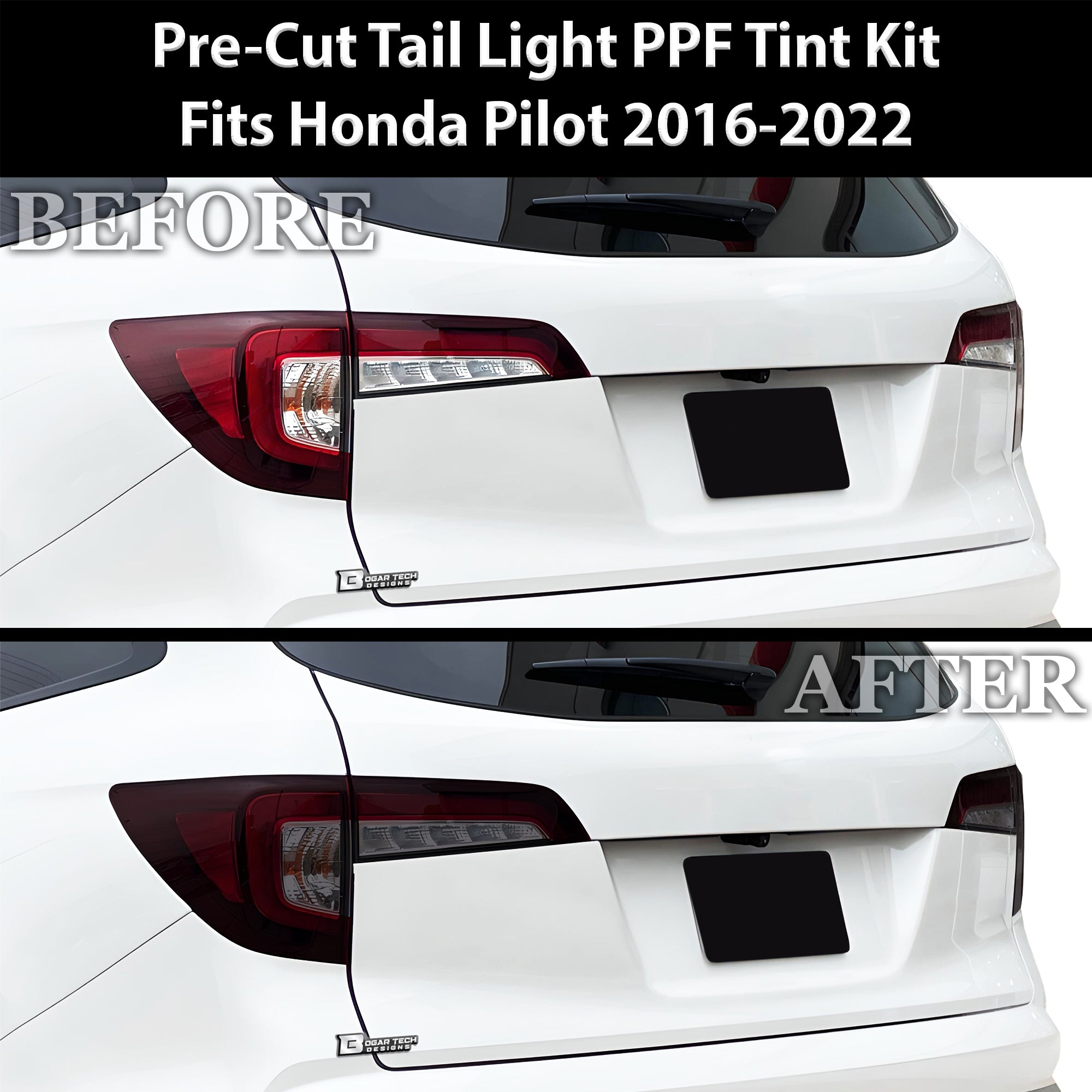 Full Headlight Taillight Precut Smoked PPF Tint Kit Film Overlay Fits Honda Pilot 2016 - 2022 - Bogar Tech Designs