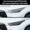 Full Headlight Taillight Precut Smoked PPF Tint Kit Film Overlay Fits Toyota Highlander 2020+