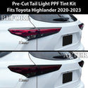 Full Headlight Taillight Precut Smoked PPF Tint Kit Film Overlay Fits Toyota Highlander 2020+