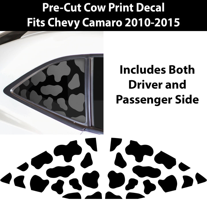 Precut Quarter Window Animal Cow Print Vinyl Decal Sticker Fits Chevrolet Camaro 2010 - 2015 - Bogar Tech Designs