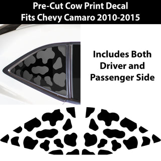 Precut Quarter Window Animal Cow Print Vinyl Decal Fits Chevrolet Camaro 2010-2015 - Tint, Paint Protection, Decals & Accessories for your Vehicle online - Bogar Tech Designs