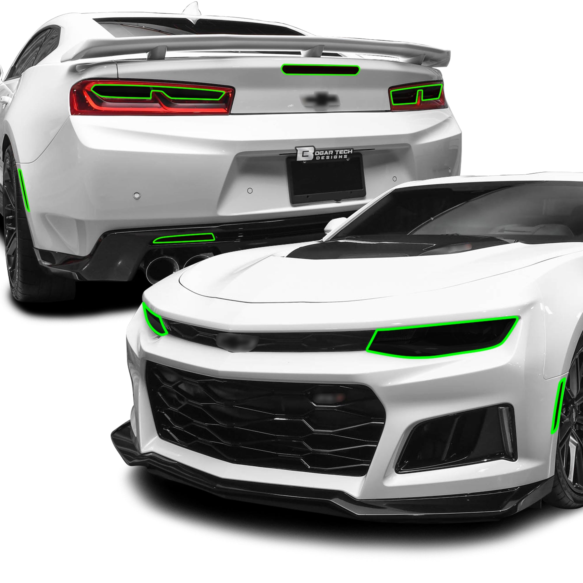 Head Tail Light Side Marker 3rd Brake Precut Tint Overlay Film Fits Chevy Camaro 2016 - 2018 - Bogar Tech Designs