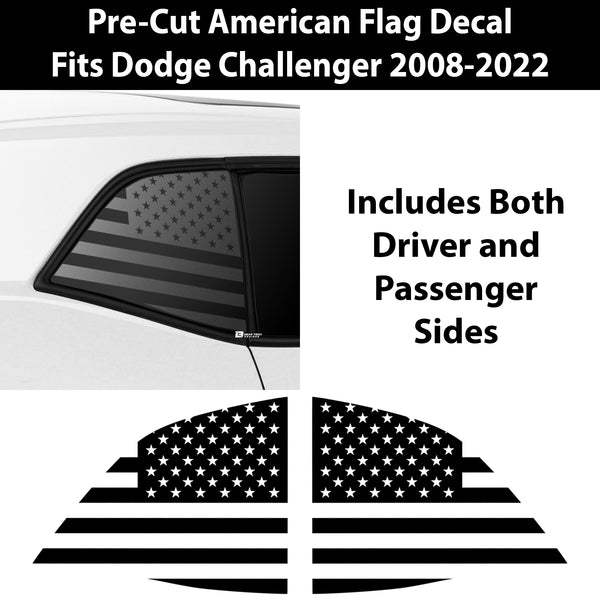 Quarter Window American Flag Vinyl Decal Fits Challenger 2008-2022 - Tint, Paint Protection, Decals & Accessories for your Vehicle online - Bogar Tech Designs