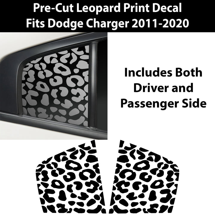 Quarter Window & Fuel Door Leopard Print Vinyl Decal Stickers Fits Dodge Charger 2011 - 2022 - Bogar Tech Designs