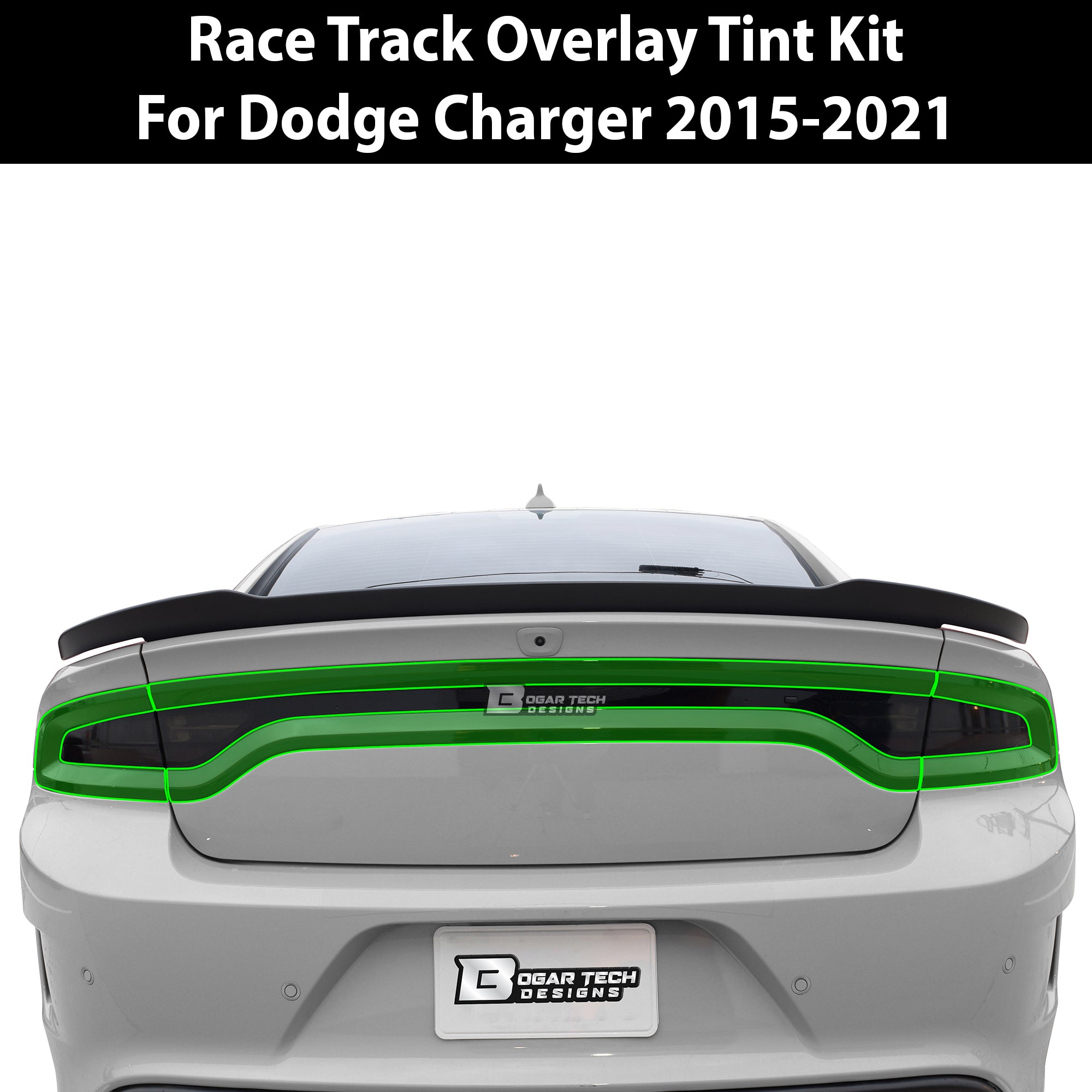 Dodge Charger Racetrack Tail Light Side Markers Headlight Precut Tint Kit Overlay Film 2015 - 2023 - Bogar Tech Designs