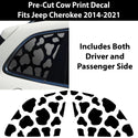 Precut Cow Print Rear Side Quarter Window Decal Stickers Fits Jeep Cherokee 2014-2022 - Tint, Paint Protection, Decals & Accessories for your Vehicle online - Bogar Tech Designs