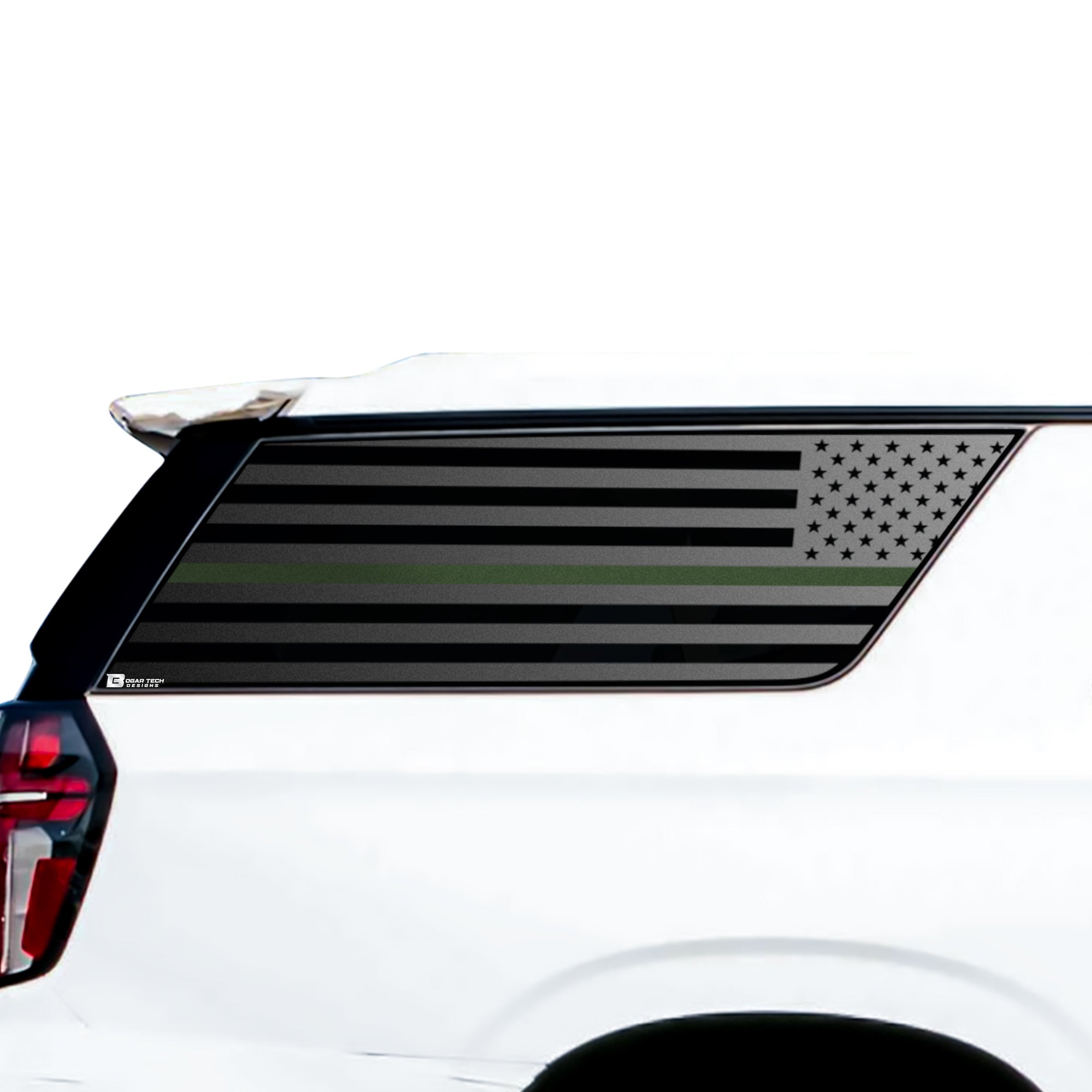 American Flag Window Vinyl Decal Stickers Fits Chevy Suburban GMC Yukon XL 2021 - 2025Blue Pink Red Green Line - Bogar Tech Designs