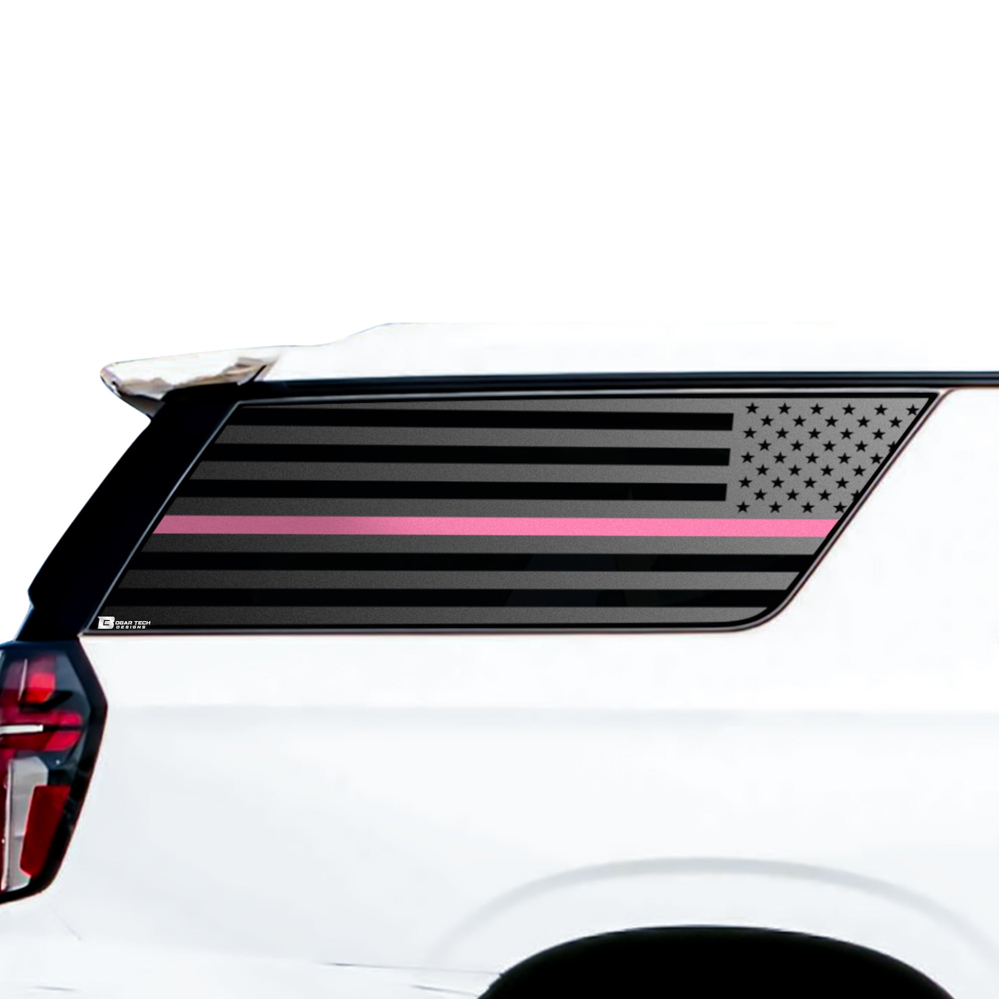 American Flag Window Vinyl Decal Stickers Fits Chevy Suburban GMC Yukon XL 2021 - 2025Blue Pink Red Green Line - Bogar Tech Designs
