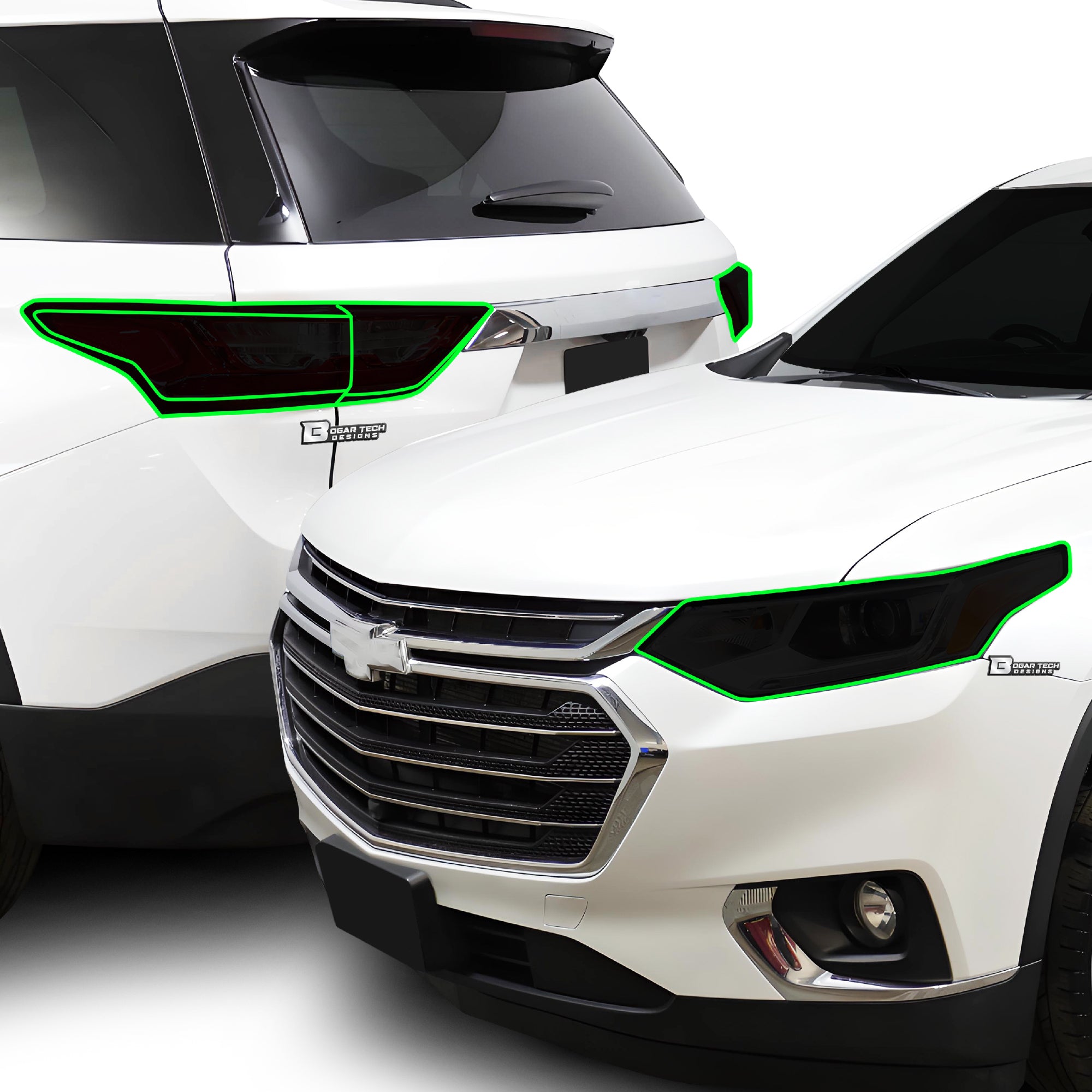 Full Headlight Taillight Precut Smoked PPF Tint Kit Film Overlay Fits Chevy Traverse 2018 - 2021 - Bogar Tech Designs