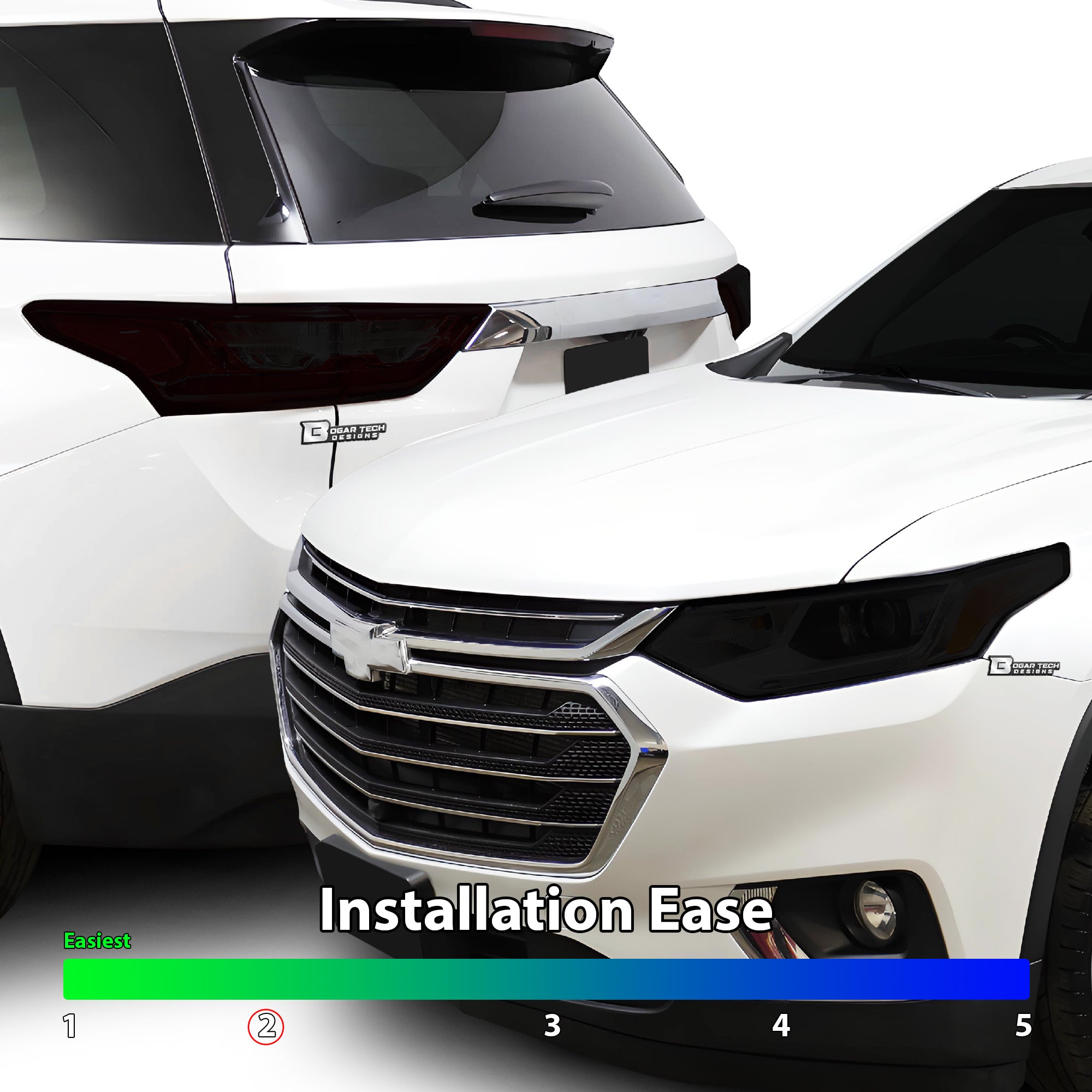 Full Headlight Taillight Precut Smoked PPF Tint Kit Film Overlay Fits Chevy Traverse 2018 - 2021 - Bogar Tech Designs