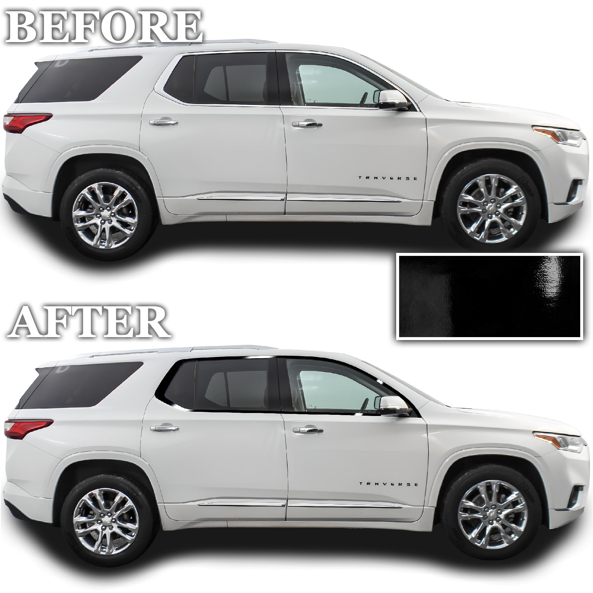 Vinyl Chrome Delete Sides Front Bumper Trim Blackout Decal Stickers Fits Chevy Traverse 2018 - 2023 - Bogar Tech Designs
