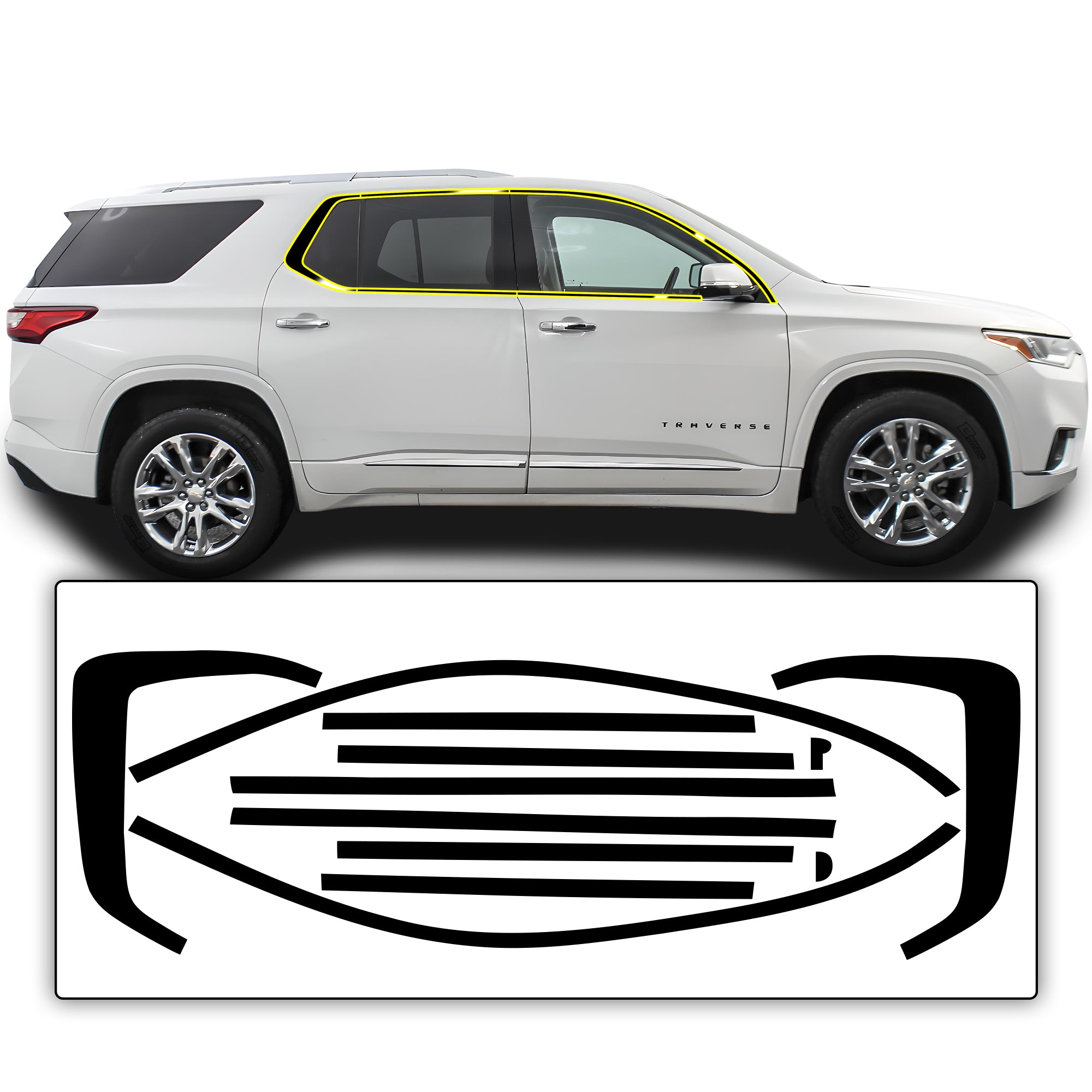 Vinyl Chrome Delete Sides Front Bumper Trim Blackout Decal Stickers Fits Chevy Traverse 2018 - 2023 - Bogar Tech Designs