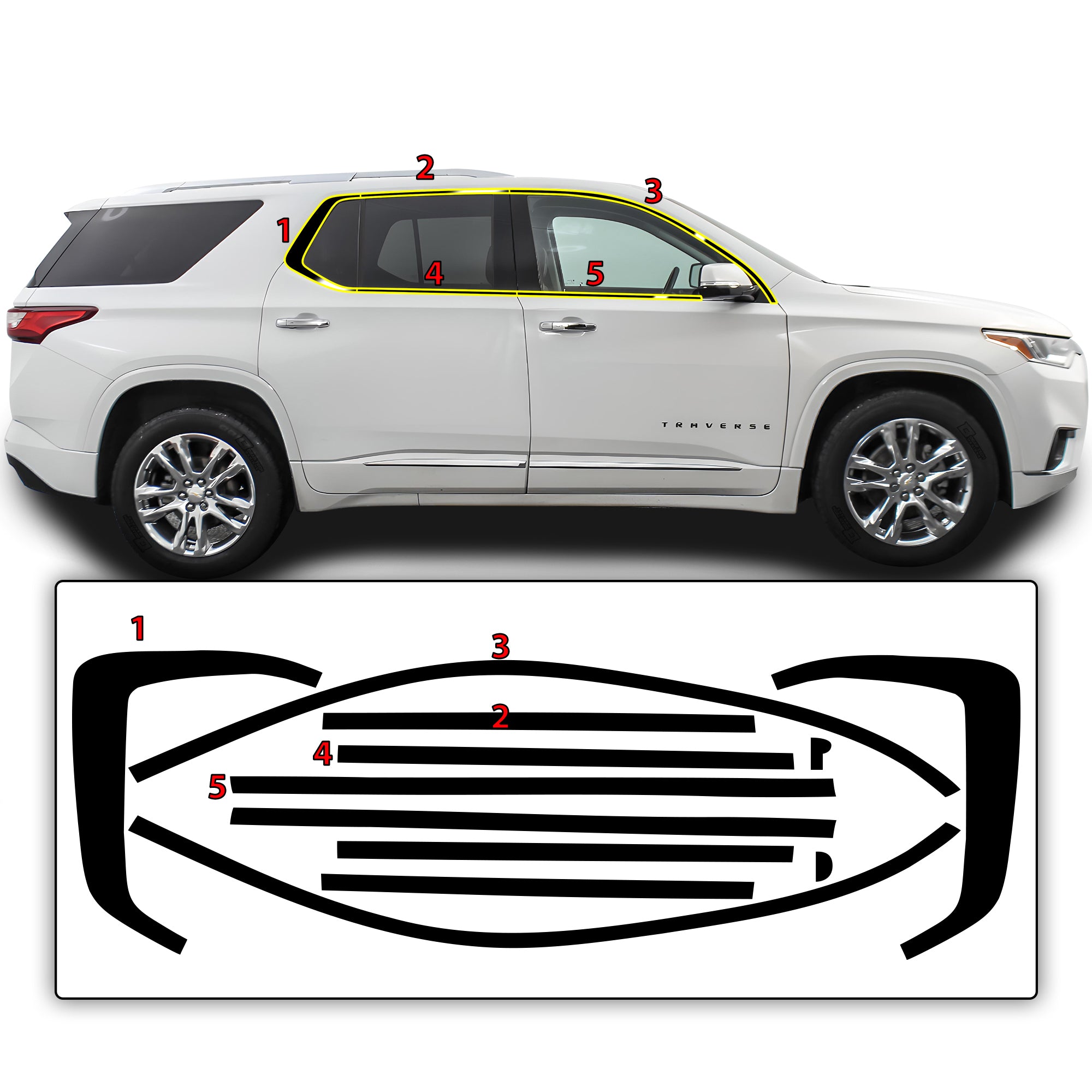 Vinyl Chrome Delete Sides Front Bumper Trim Blackout Decal Stickers Fits Chevy Traverse 2018 - 2023 - Bogar Tech Designs