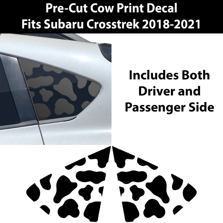Rear Quarter Window Cow Print Vinyl Decal Fits Subaru CrossTrek XV 2018 - 2022 - Bogar Tech Designs