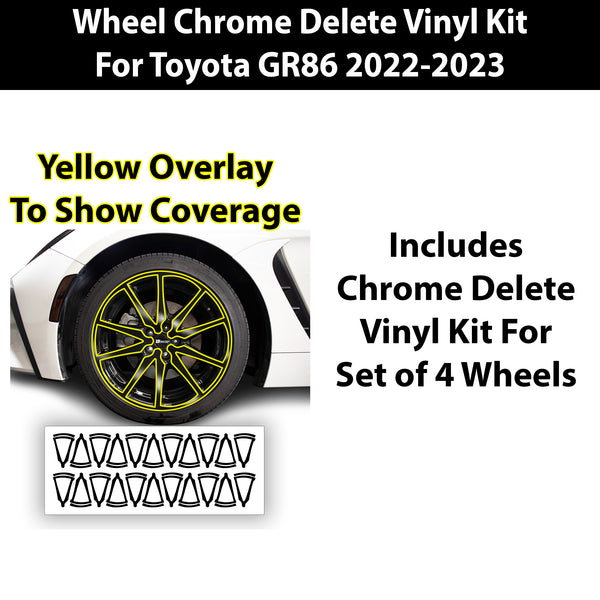 Vinyl Chrome Delete Wheel Trim Blackout Decal Stickers Overlay Film Fits Toyota GR86 86 2022 2023