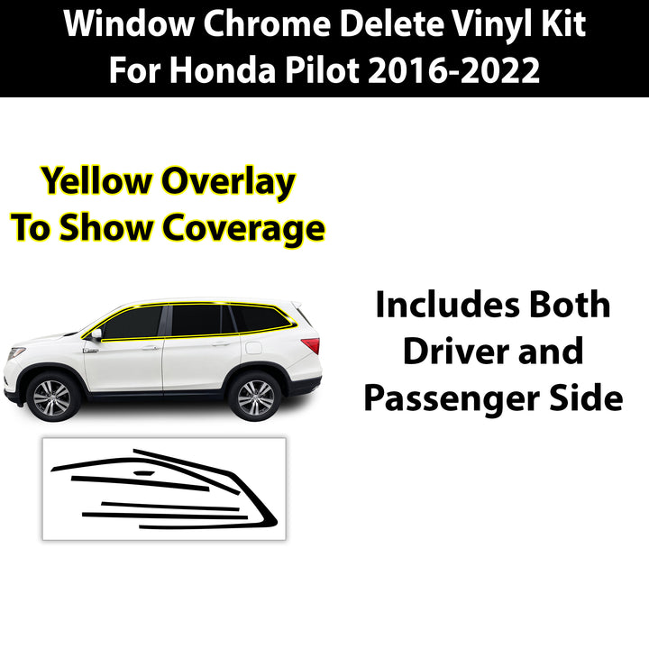 Window Vinyl Chrome Delete Trim Blackout Decal Stickers Overlay Film Fits Honda Pilot 2016 - 2022 - Bogar Tech Designs