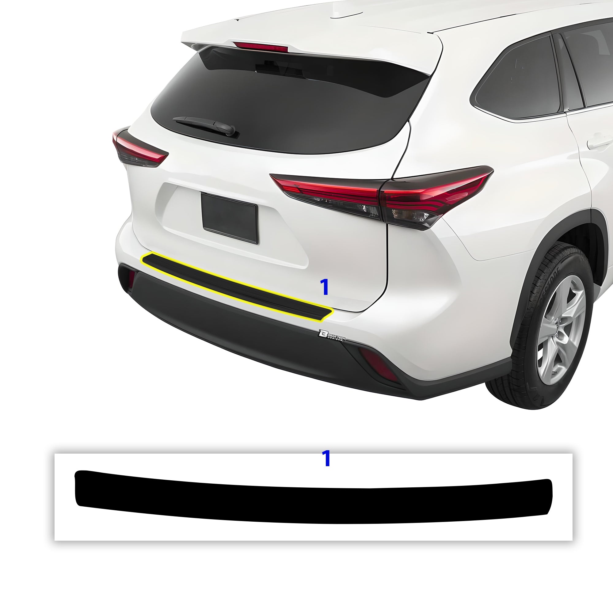Vinyl Chrome Delete Sides Front Rear Bumper Trim Blackout Decal Stickers Overlay Film Fits Toyota Highlander 2020 - 2025 - Bogar Tech Designs