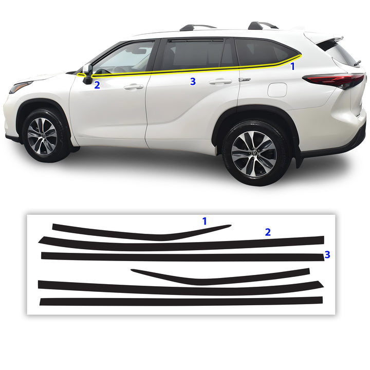Vinyl Chrome Delete Sides Front Rear Bumper Trim Blackout Decal Stickers Overlay Film Fits Toyota Highlander 2020 - 2025 - Bogar Tech Designs