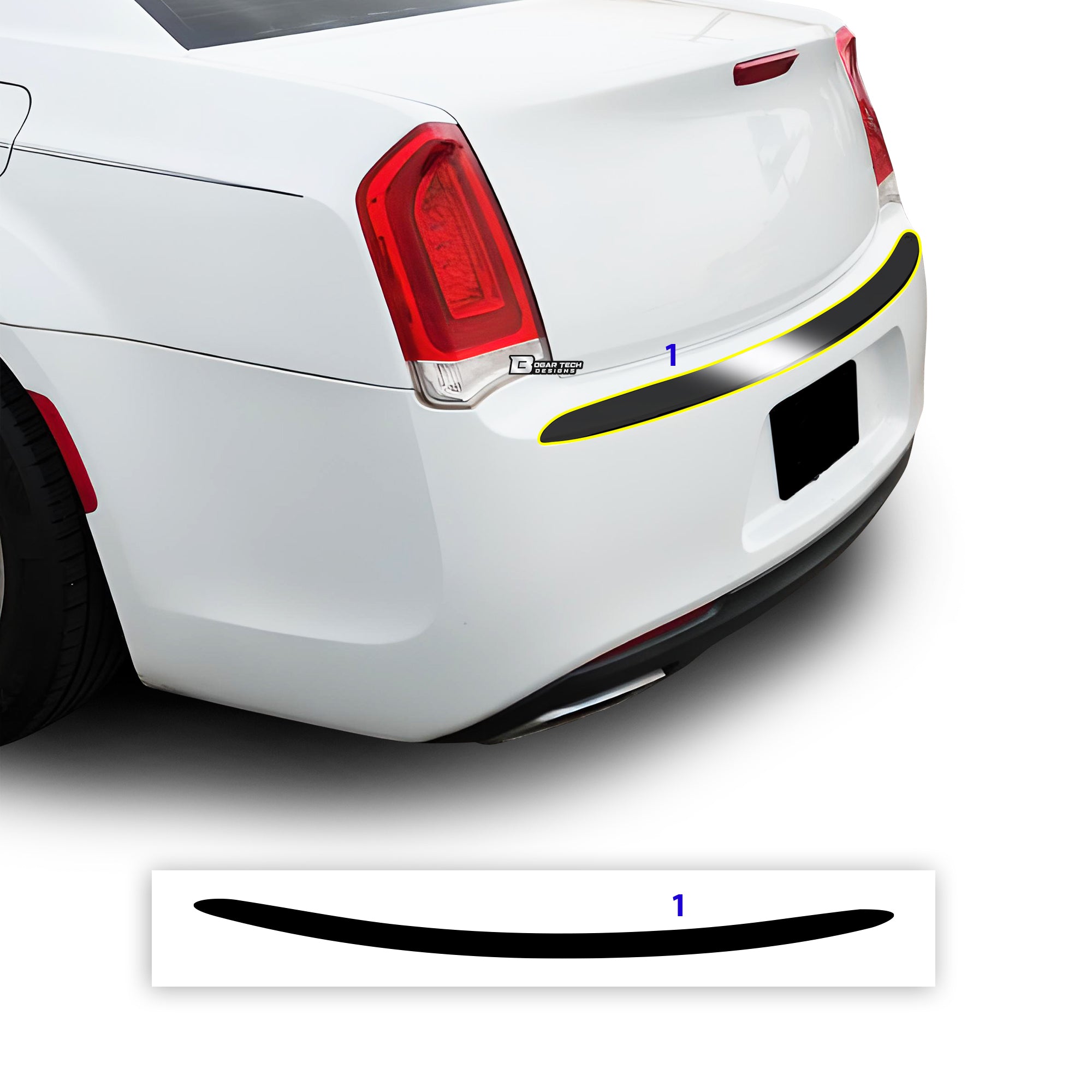 Vinyl Chrome Delete Sides Front Rear Bumper Trim Blackout Decal Stickers Overlay Film Fits Chrysler 300 2015 - 2023 - Bogar Tech Designs