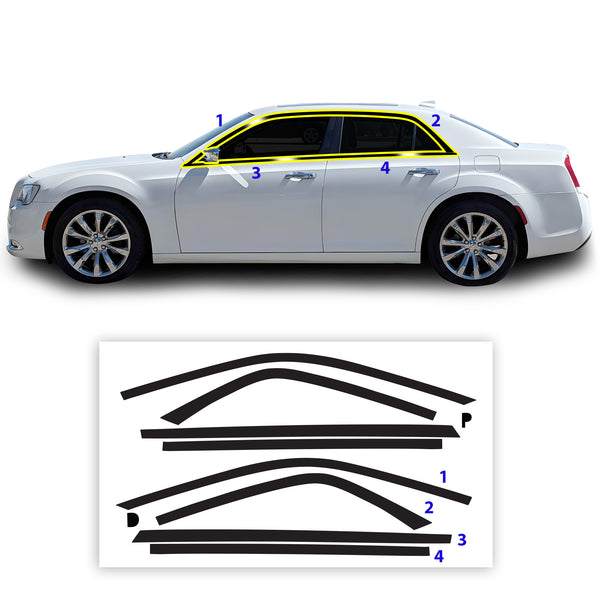 Vinyl Chrome Delete Sides Front Rear Bumper Trim Blackout Decal Stickers Overlay Film Fits Chrysler 300 2015-2023