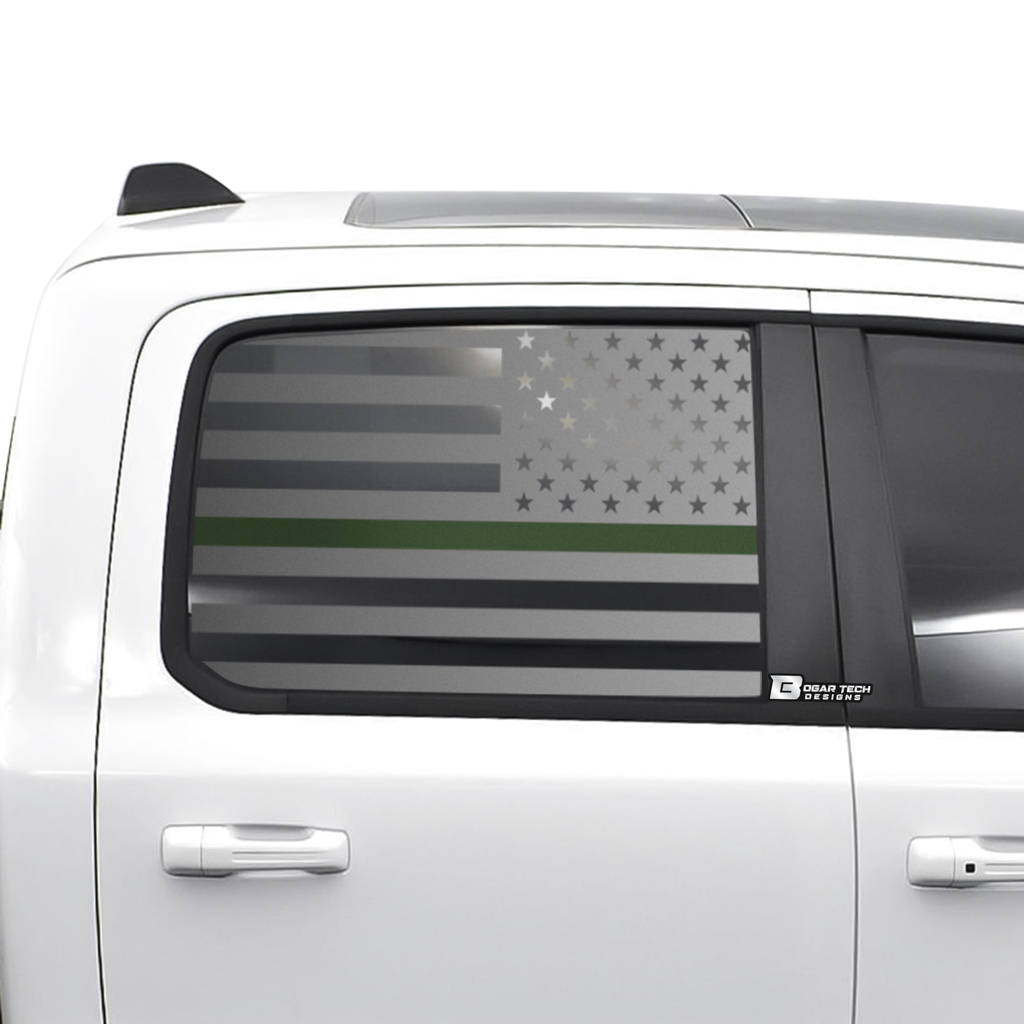 American Flag Side Window Vinyl Decal Stickers Fits Dodge Ram 2019 - 2025 - Bogar Tech Designs