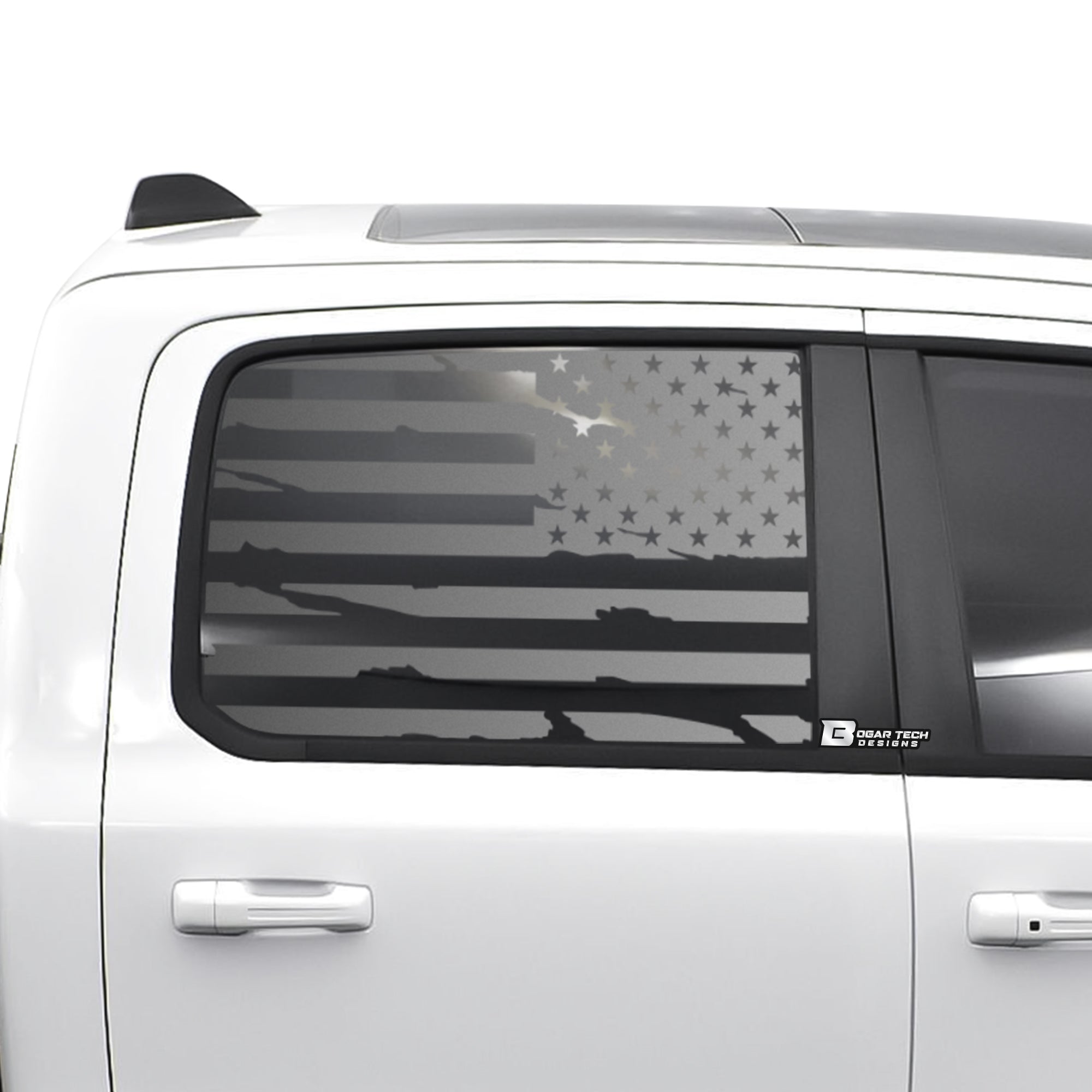American Flag Side Window Vinyl Decal Stickers Fits Dodge Ram 2019 - 2025 - Bogar Tech Designs