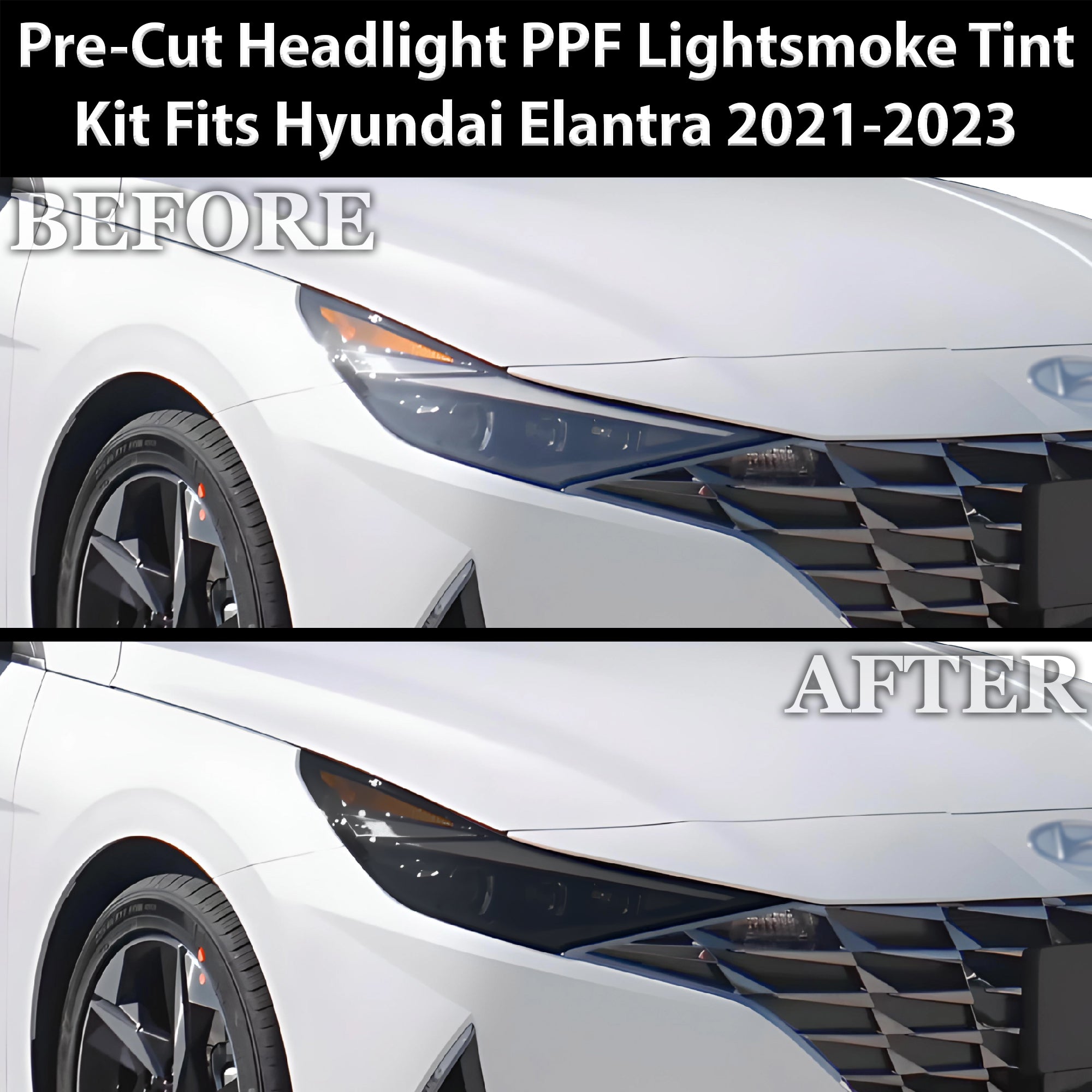 Full Headlight Taillight Precut Smoked PPF Tint Kit Film Overlay Fits Hyundai Elantra 2021 - 2025 - Bogar Tech Designs