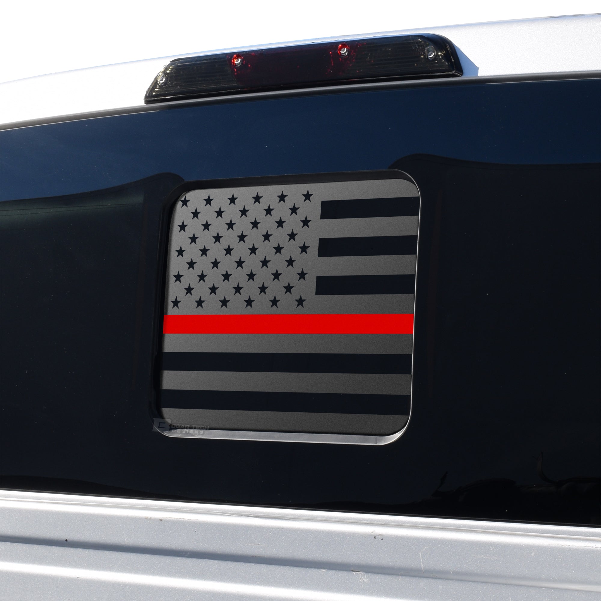 Rear Middle Window American Flag Vinyl Decal Sticker Fits F150 F250 F350 - Bogar Tech Designs