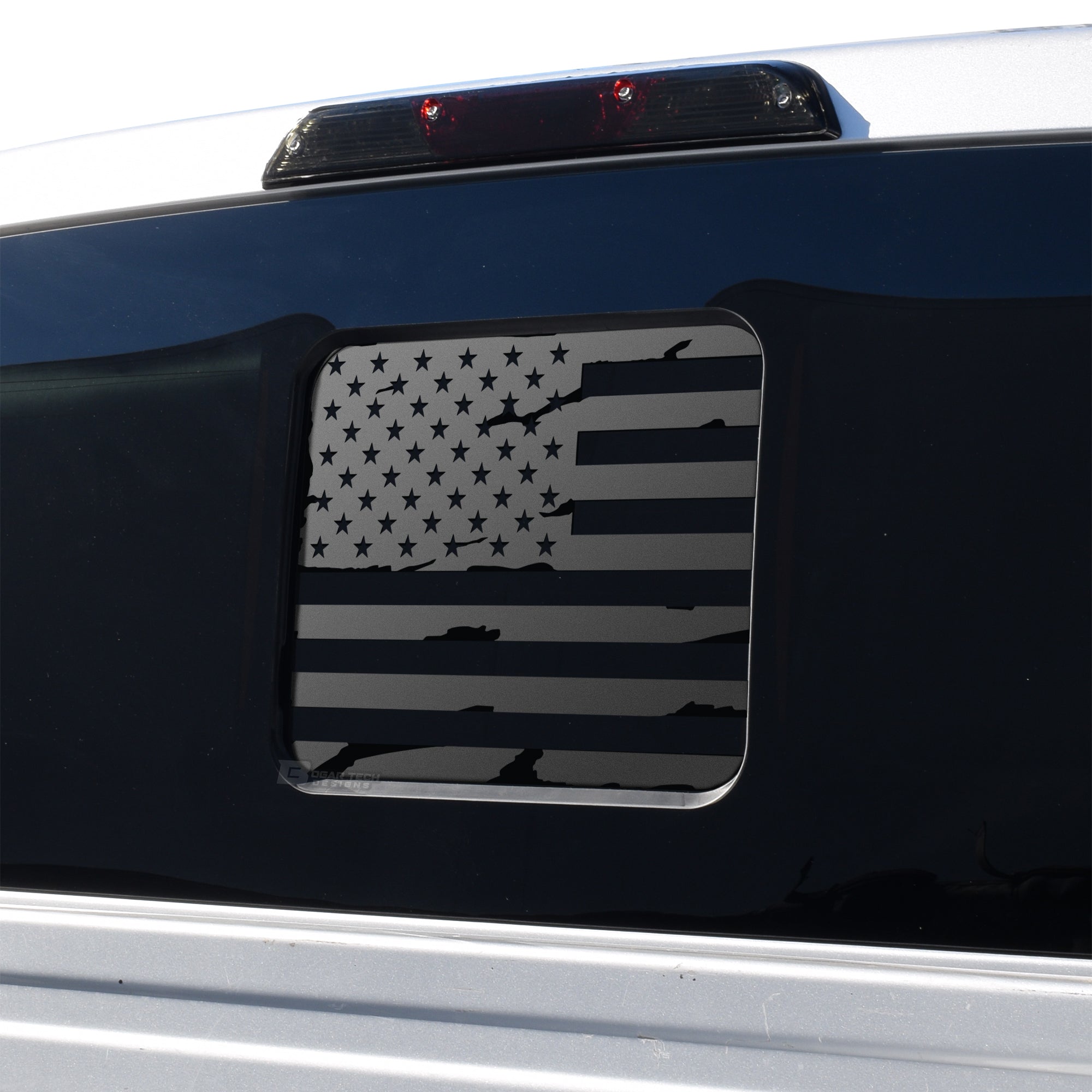Rear Middle Window American Flag Vinyl Decal Sticker Fits F150 F250 F350 - Bogar Tech Designs