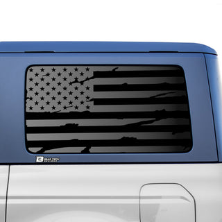 Buy distressed-black American Flag Window Vinyl Decal Stickers Fits Ford Bronco 4 Door 2021 2022 2023 Blue Red Pink Green Line