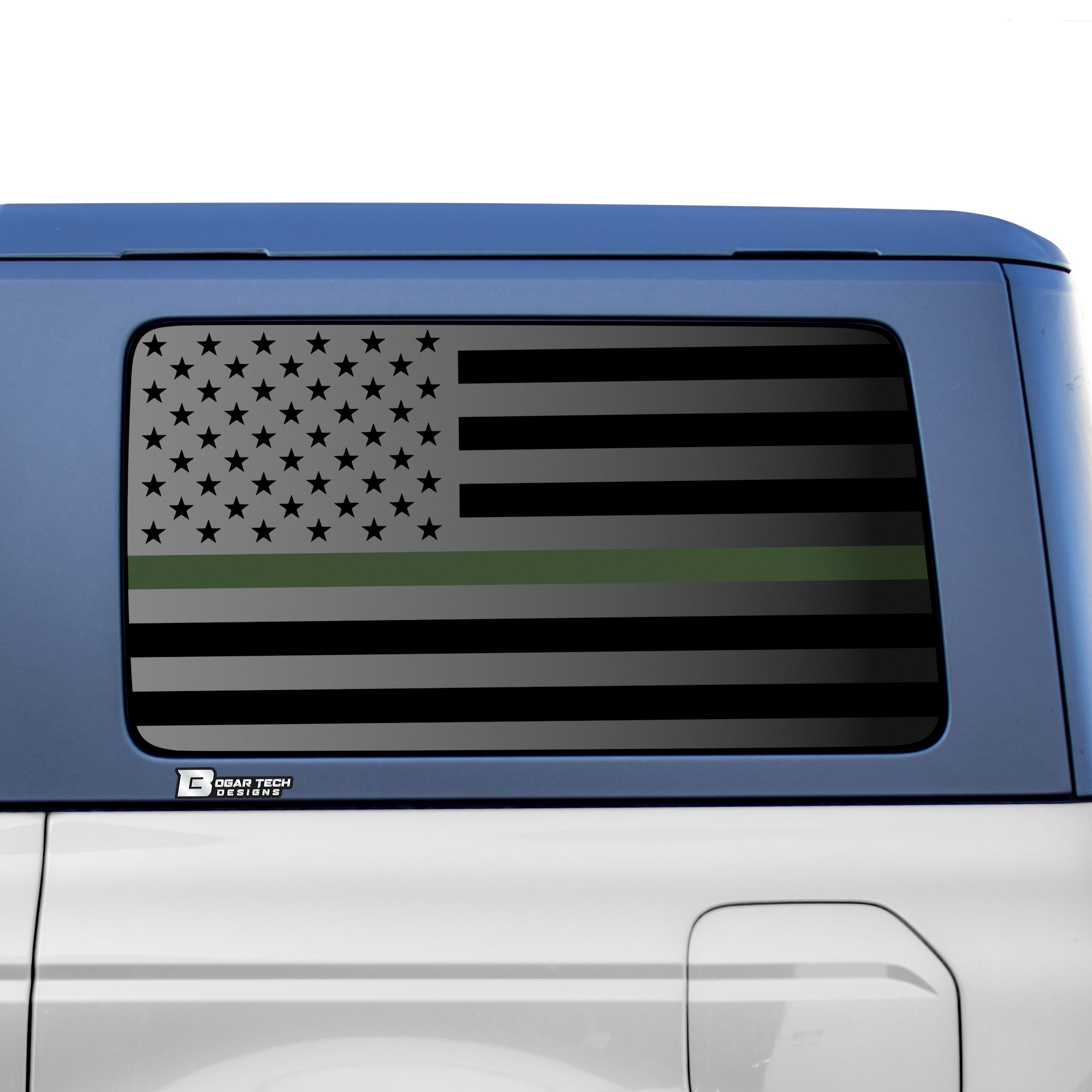 American Flag Window Vinyl Decal Stickers Fits Ford Bronco 4 Door 2021 - 2025Blue Red Pink Green Line - Bogar Tech Designs