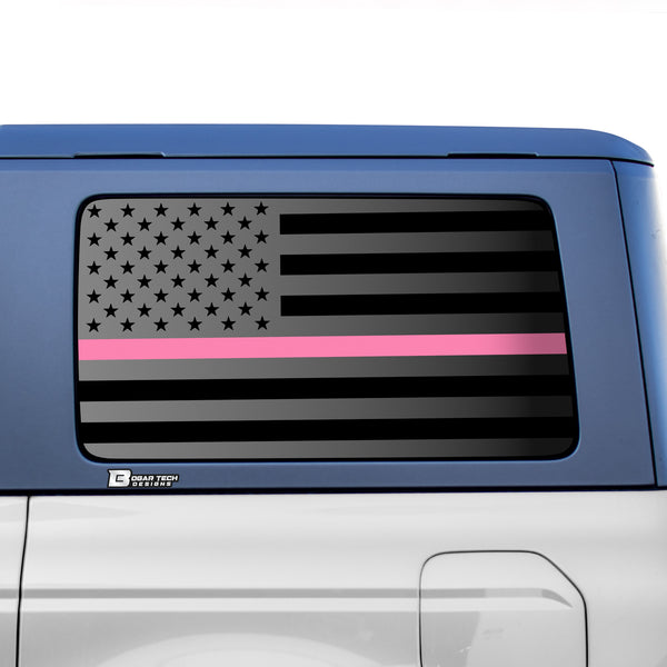 American Flag Window Vinyl Decal Stickers Fits Ford Bronco 4 Door 2021 2022 2023 Blue Red Pink Green Line