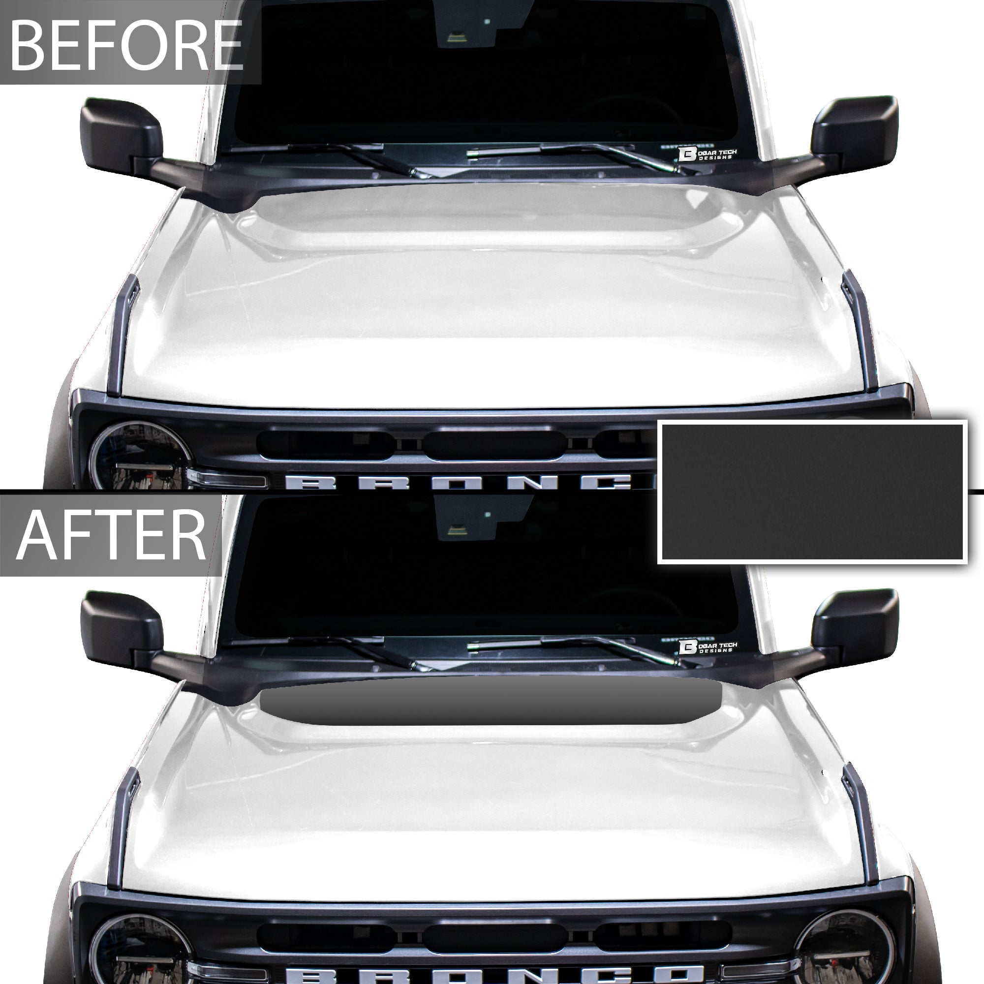 Hood Cover Blackout Vinyl Decal Sticker Overlay Film Fits Ford Bronco 2021 2022 2023 2024 2025 - Bogar Tech Designs